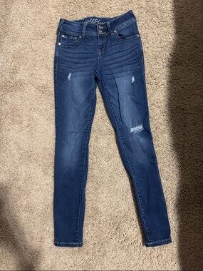 Wallflower Dark Blue Skinny Jeans with Faded Detail